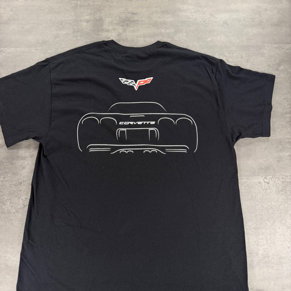 Corvette Racing Gildan T-Shirt Mens L Heavy Cotton Black Graphic C4 C5 C6 C8